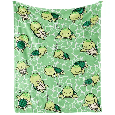 Cute Cartoon Turtles Pattern Blanket for Kids and Animal Lovers