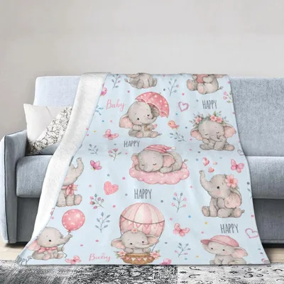 Baby Animals with Balloons Blanket: Cute Elephant Print for Cozy Days