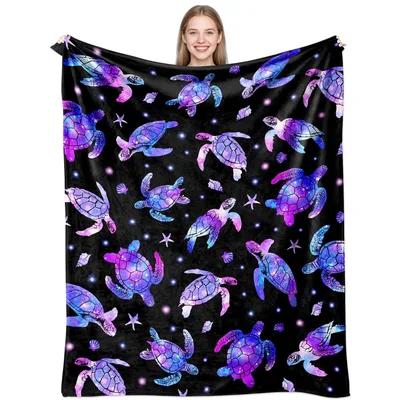 Galaxy Sea Turtles Pattern Blanket: Cosmic Turtle Throw