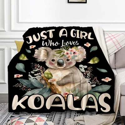 Just a Girl Who Loves Koalas Blanket: Floral Koala Design