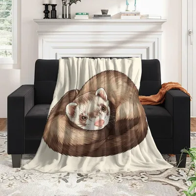 Cute Ferret Curled Up Blanket: Cozy Art for Small Animal Lovers