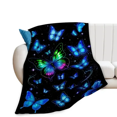 Blue Butterflies Pattern Blanket No. 2: Cosmic Blue Butterfly Art