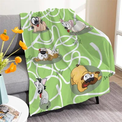 Cartoon Beagle and Bird Blanket for Funny Dog Lovers