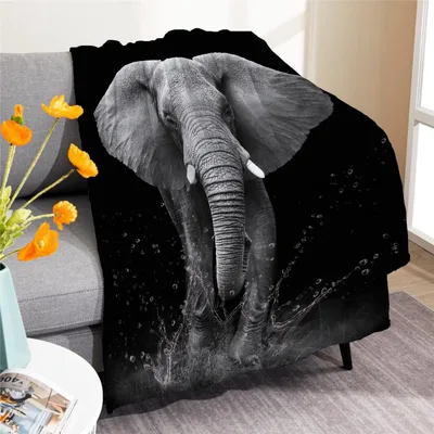 Gray Elephant Blanket: A Monochrome Portrait of a Majestic Animal