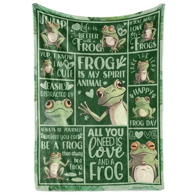 Frog Quotes Collage Design Blanket: A Whimsical Amphibian Tribute