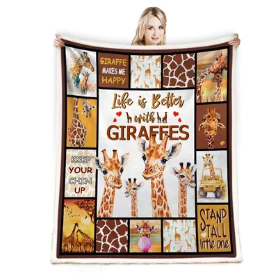 Life Is Better Blanket: Life is Better with Giraffes Collage Design