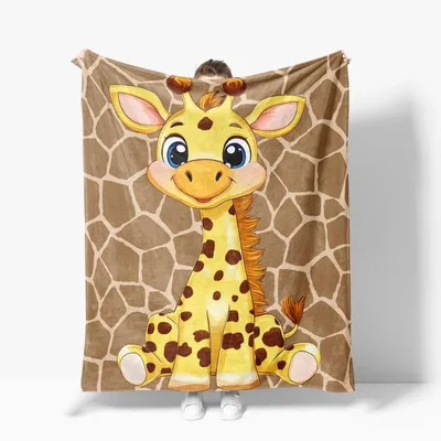 Cute Cartoon Giraffe Blanket: A Smiling Safari Friend for Your Couch