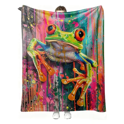 Pop Art Frog Painting Blanket: Vibrant Street Style Throw