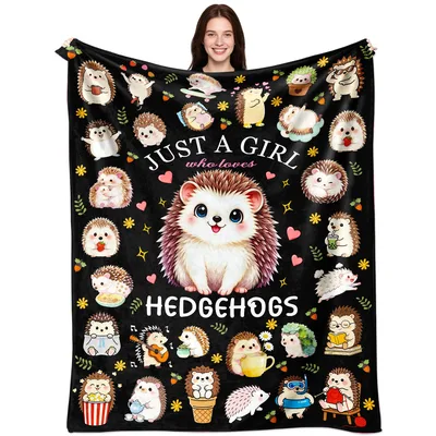 Just a Girl Who Loves Hedgehogs Blanket: Cute Animal Print
