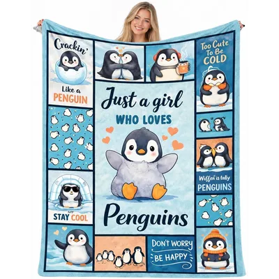 Just a Girl Blanket Who Loves Penguins Design