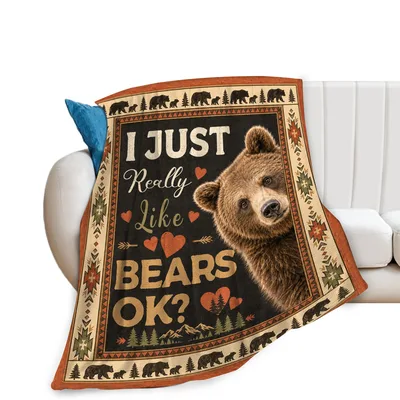 I Just Really Like Bears Blanket: Rustic Bear Design