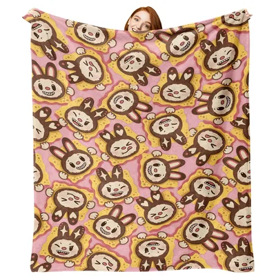 Cute Monster Biscuits Pattern Blanket: Playful Creature Design