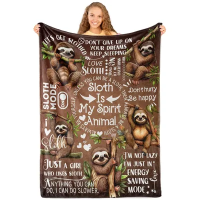 Sloth Is My Spirit Blanket featuring hanging sloths