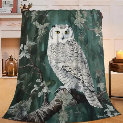 Snowy Owl Forest Blanket: Nature-Inspired Owl Art for Wildlife Lovers