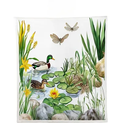 Mallard Ducks in Pond Blanket features a male mallard