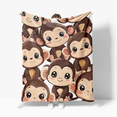 Cute Monkeys Pattern Blanket: Playful Monkey Faces for Cozy Days