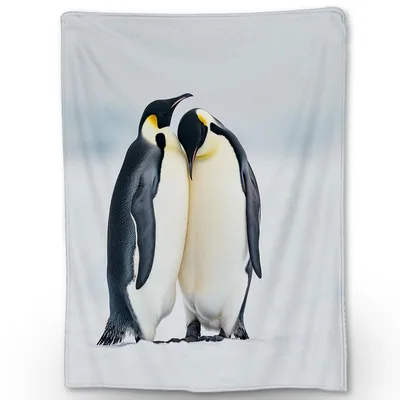 Emperor Penguins Pair Blanket: A Tender Moment in the Snow