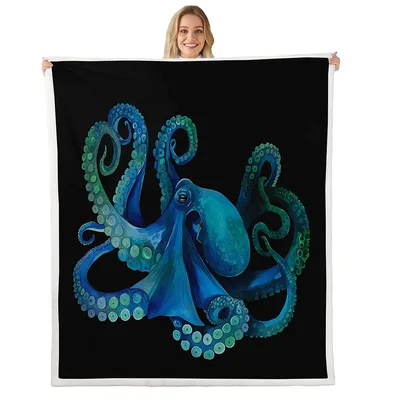 Blue Octopus Tentacles Ocean Blanket Deep Sea Creature Design