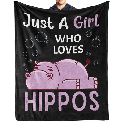 Just a Girl Who Loves Hippos Blanket: Cute Pink Hippo Design