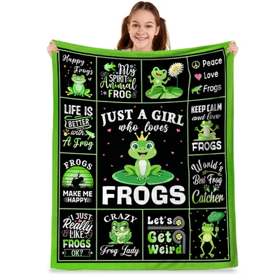 Just a Girl Blanket Celebrating Frog Lovers with Cute Prints
