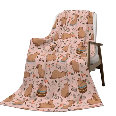 Capybaras Pattern on Pink Blanket: Cozy Rodent Art for Relaxation