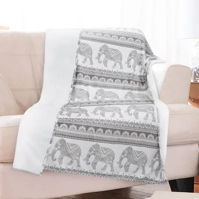 Gray Elephant Boho Pattern Blanket