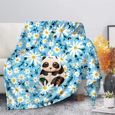 Panda Among Daisies Pattern Blanket: Cute Panda Floral Design