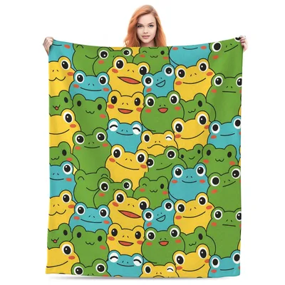 Colorful Frogs Pattern Blanket: A cheerful amphibian design