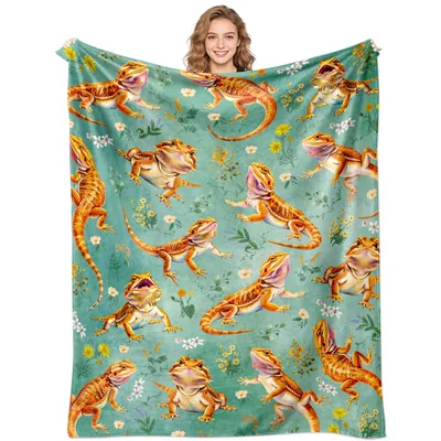 Bearded Dragon Lizard Pattern Blanket for Reptile Enthusiasts