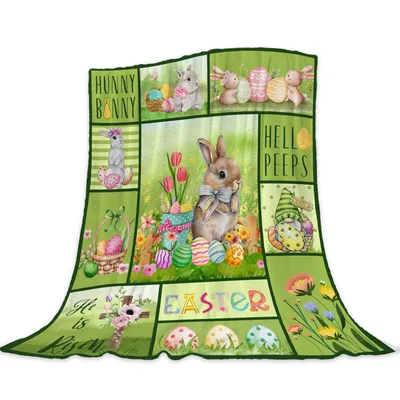 Happy Easter Bunny Blanket: Patchwork Rabbit and Egg Design