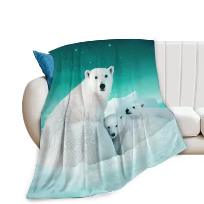 Polar Bears Under Aurora Blanket: Cozy Arctic Family Design