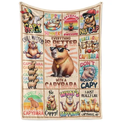 Everything Is Better Blanket: Capybara Collage Design
