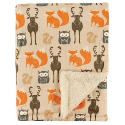 Forest Foxes Owls Blanket: A Woodland Print with Foxes, Deer, and Owls