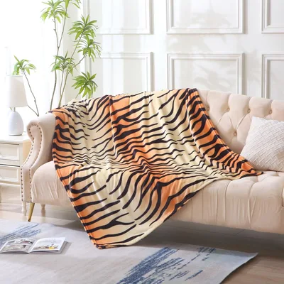Tiger Stripe Animal Print Blanket Bold Wildcat Stripes for Home