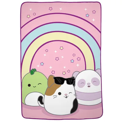 Friends Plush Blanket Rainbow Animals with Sunglasses and Stars