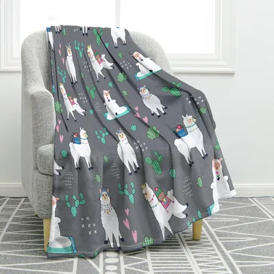 Llama and Cactus Pattern Blanket