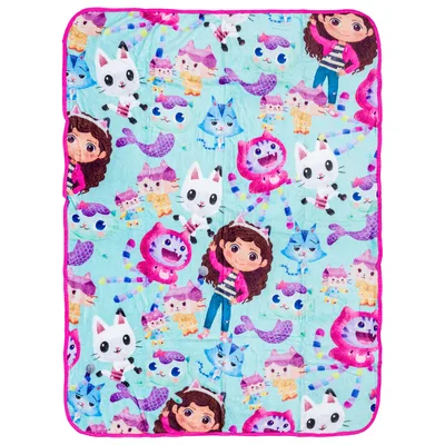 Cartoon Cats and Girls Blanket: A Whimsical Pattern of Feline Friends