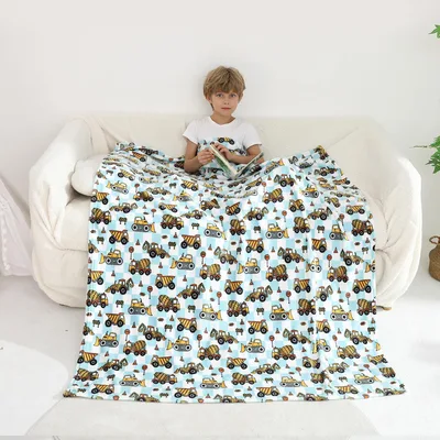 Cute Critters Pattern Blanket featuring yellow excavators