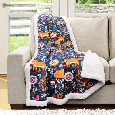 Fox Forest Floral Pattern Blanket: A Whimsical Woodland Design