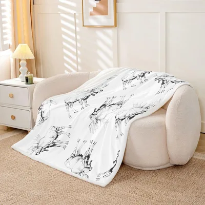 Moose Wild Animal Print Blanket: Sketchy Moose Art for Nature Lovers