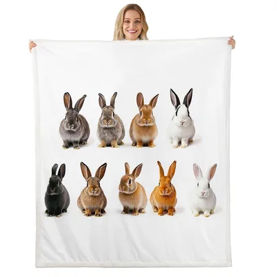 Cute Rabbits Group Picture Blanket: A Row of Realistic Bunnies