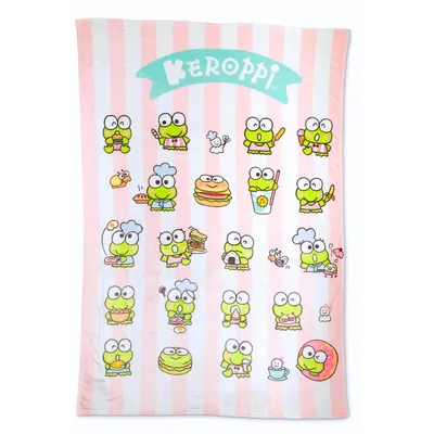 Cute Frog Foodie Pattern Blanket: Keroppi Chefs and Snacks on Stripes