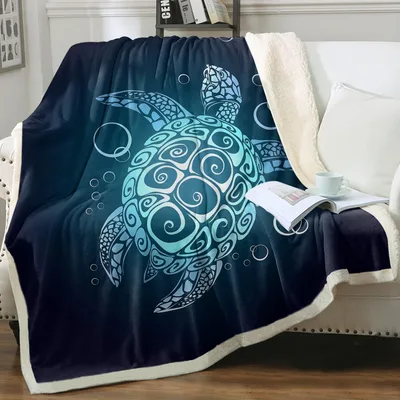 Tribal Sea Turtle Design Blanket for Ocean Lovers
