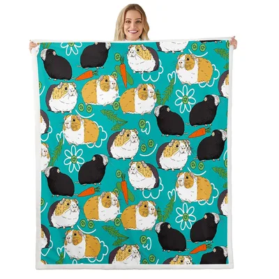 Guinea Pig Carrot Pattern Blanket: Cavy and Veggie Print