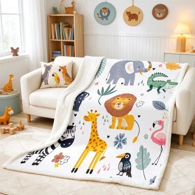 Kids Zoo Animals Pattern Blanket: A Cute Safari Print for Kids