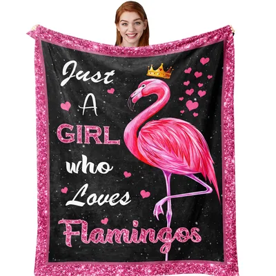 Just a Girl Who Loves Flamingos Blanket - Pink Bird Design