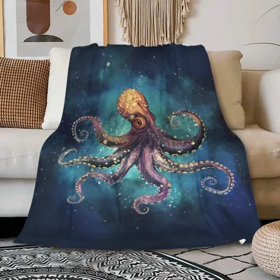Octopus in Space Blanket: Cosmic Cephalopod Design for Home Decor