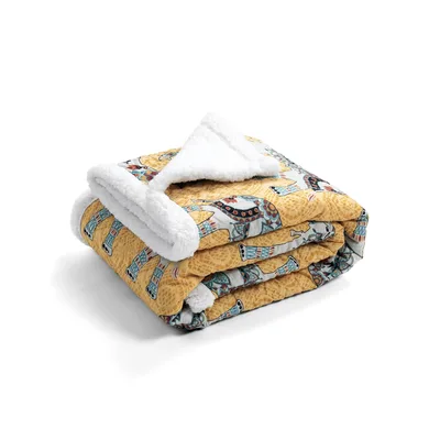 Yellow Elephant Pattern Print Blanket: Whimsical Decorative Elephants