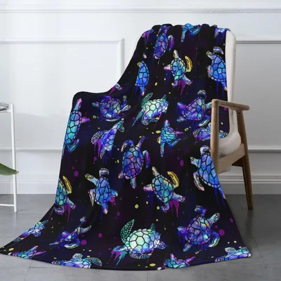 Sea Turtles Pattern Blanket: Neon Art Style for Ocean Lovers