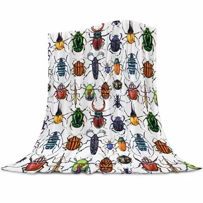 Colorful Beetles Insect Pattern Blanket